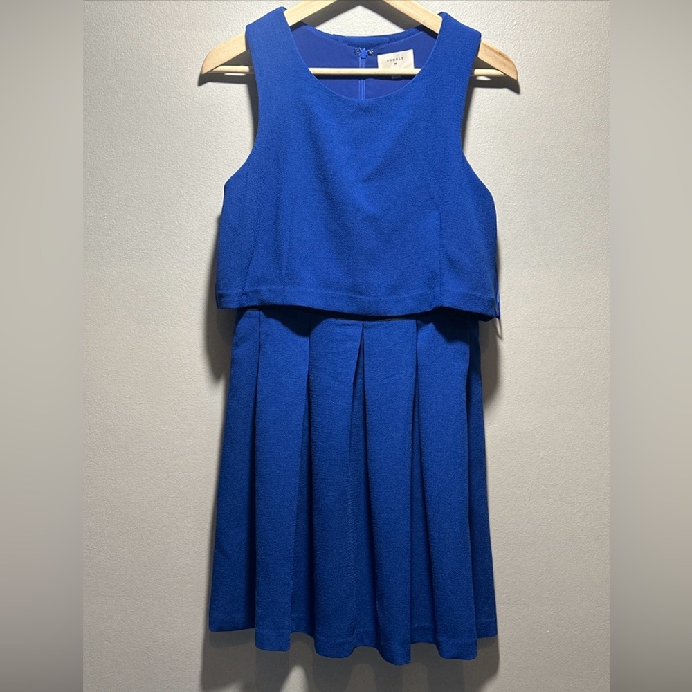 Everly by Anthropologie Sleeveless Royal Blue Split Back A-Line Dress Size M